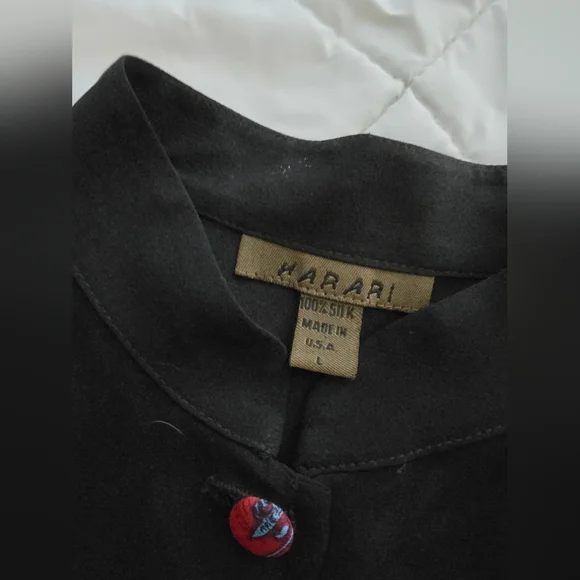 Harari 100% Silk Rare Button Asian Blouse Top Shirt - Picture 3 of 6